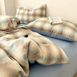 Purpdrank  New Style Yarn-dyed Washed Pure Cotton Checkered Quilt Cover Spring Skin-friendly and Breathable Duvet Cover 220x240