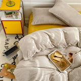 Purpdrank  Milk Velvet Bedding Set Skin-Friendly Winter Duvet Cover Set Soft Warm Quilt Cover Solid Color Flannel Thickened  Bedroom Decor