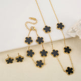 Stainless s Flower 4 Pieces/Set Bracelet Pendant Necklace Earrings Women's Fashion Luxury Five-Leaf Flower Fashion Trend Jewelry