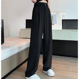 Purpdrank  Office Ladies Casual Suit Wide Leg Pants Women Elegant 2025 Spring Summer Fashion Solid Color High Waist Loose Outwear Trousers