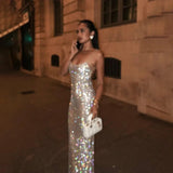 Purpdrank  Diamonds Glitter Backless Sexy Dress For Women Robes Evening Club Party Dress Bodycon Mini Summer Dress Vestidos