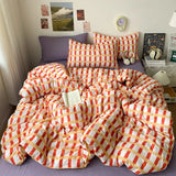 Purpdrank  1.5/1.8M Geometric Stripe Bedding Set Japanese Skin-Friendly Bedclothes for Four Seasons Soft Colorfast Bedroom Decor for Adults