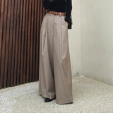 Purpdrank  Spring Elegant Women's Wide Leg Pants 2025 New High Waist Solid Korean Casual Loose Trousers Pockets Female