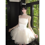 Purpdrank  Fairy Bow Mini Dress Women Birthday Party Prom Mesh Dresses Summer Korean Fashion Spaghetti Strap Bodycon Design Vestidos