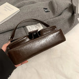 Purpdrank  Retro Women Bags Belt Buckle Design Single Shoulder Bag Flap Shape Pure Color Casual Street Underarm Satchels Latest
