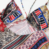 Purpdrank  French patchwork V-neck sleeveless summer new women's fashion slim fit printed camisole MIDI dress