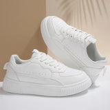 Purpdrank  Spring Autumn Plus Size White Sneaker Women 2025 Pu Leather Platform Vulcanizd Shoes Woman Comfort Lace Up Flat Sneakers Female