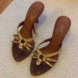 Purpdrank  Women Slippers High Heeled Shoes Fashion Pointed Toe Summer Woman Sandals 2025 New Stilettos Pumps Retro Sexy Sandalias De Mujer
