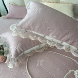 Purpdrank  Princess Bed Skirt Sheet Summer Cool Bed Skirt Mattress Lace Bedsheet Not Stuffy Double King Bedspread With 2 Pillowcases