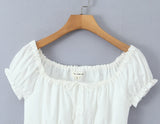Purpdrank  French Style Vintage Cropped Sexy Blouse Women White Cotton Hollow Out Eyelet V-neck Tie Lace Vacation Streetwear Shirt Tops New