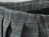 Purpdrank  Women Side Zipper Waist Plaid Tweed Mini Pleated Skirt The Spice Girls Ruched Hem A-line Short Skirts with Shorts lining