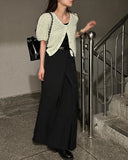 Purpdrank  Spring Summer Front Cross Women's Long Skirts Pockets 2025 New White High Waist Casual Loose Straight Skirts for Women