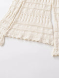 Purpdrank  European style new arrival women's fashion versatile and elegant off-the-shoulder long-sleeved hollow-out knitted sweater.