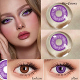 Purpdrank  2Pcs Fashion Color Contact Lenses for Eyes Green Lenses Cosmetics Blue Colored Lenses Yearly Cosmetic Eye Health