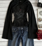 Purpdrank  2000s American Vintage Dark Gothic Long Sleeve Loose T Shirts Y2k Subculture Print Harajuku O Neck Autumn Tees Women Casual Tops