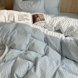 Purpdrank   100% Cotton Yarn-Dyed Striped Bedding Sets Nordic Geometry Skin-Friendly Bedclothes for Sleeping Comfort Colorfast Home Decor