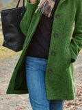 Purpdrank  Autumn and Winter New Women's Coat Retro Mid-length Solid Color Woolen Coat