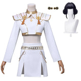 Purpdrank  Rumi Zoey Mira Cosplay Costume Wig Women Girls White Leather Suit Halloween Carnival Party Comic-con Role Playing Outfit