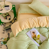 Purpdrank  Milk Velvet Bedding Set Skin-Friendly Winter Duvet Cover Set Soft Warm Quilt Cover Solid Color Flannel Thickened  Bedroom Decor