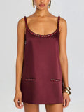 Purpdrank  Women Sexy Off Shoulder Backless Solid Mini Dress Fashion Draped Loose Party Dress 2026 Elegant Sleeveless Satin Suspender Dress