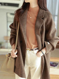 Purpdrank  Women's Coat Fashion Pockets Plaid Wool Blends Coats Ladies Thick Warm Single Breasted Elegant Long Winter Jacket Women