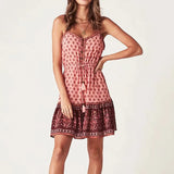 Purpdrank  Sexy sleeveless strap dress mini rayon Cotton floral print summer Dresses Bohemia strappy Dresses beach dress women vestidos