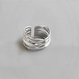 Purpdrank - Punk Geometric Irregular Liquid Lava Waterdrop Shaped Open Rings For Women Vintage Silver Color Metal Rings Personality Jewelry