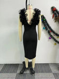 Purpdrank African Dresses for Women 2025 Spring African Sleeveless Black Party Evening Bodycon Dress Dashiki African Clothes Women