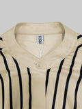 Purpdrank  Lady Stylish Striped Commute Blouses 2025 New Fashion Long Sleeve Loose Buttoned Stand Collar Casual Shirts Tops
