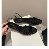 Purpdrank  Elegant Cross Tied Kitten Heel Design Brand Sandals Women Fashion Pointed Toe Patchwork Slide Sandals Sexy Open Toe Beach Sandal