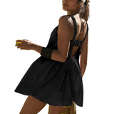 Purpdrank  Women Tennis Workout Mini Dress with Built in Bra and Shorts Set Summer Cut Out Sleeveless Athletic Golf Dress