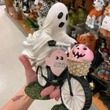 Purpdrank  New Halloween Decoration Ghost and Pink Pumpkin Bicycle Creative and Interesting Home Decorative Ornaments Halloween Gift