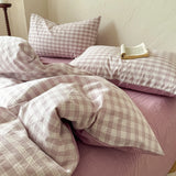 Purpdrank  New Style Yarn-dyed Washed Pure Cotton Checkered Quilt Cover Spring Skin-friendly and Breathable Duvet Cover 220x240