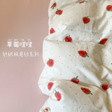 Purpdrank  Knitted Class A Bedding Set Floral Style Bed Linen Set Soft Double Yarn Four-Piece Set Quilt Cover Set Bed Sheets Gift for Home