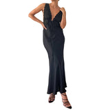Purpdrank  Sexy Lace Trim Dress for Women Floral Print V Neck Sleeveless Bodycon Dress Backless Cocktail Party Dresses y2k Clothes