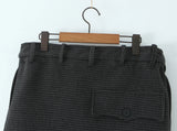 Purpdrank  New Autumn Gray Black Houndstooth Plaid Woollen Mini Skirt Women Ruched High Waist Ball Gown Short Skater Party Femme Skirts