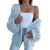 Purpdrank  Luxury Knitted Cardigan Women Lazy Sweater New V-neck Long Sleeve Cardigan Autumn Knit Coat Fashion Winter Warm Outerwear Solid