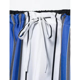 Purpdrank  Women Striped Trousers Summer Lace Up Casual Straight Leg Pants Mid waist Loose Women Pant