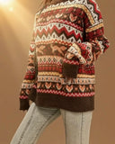 Purpdrank  New Christman-themed autumn and winter cute animal fox pattern jacquard round-neck pullover sweater for women