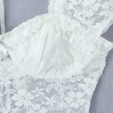 Purpdrank  Sexy White See Through Lace Bra Chest Tank Tops Women Short Sleeve Perspective Hollow Out Push up Back Crop Tank Girl Tee