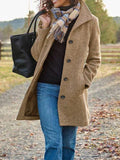 Purpdrank  Autumn and Winter New Women's Coat Retro Mid-length Solid Color Woolen Coat