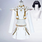 Purpdrank  Rumi Mira Zoey White Singing Suit Women Halloween Carnival Party Role Playing Outfit Cosplay Costume Wig