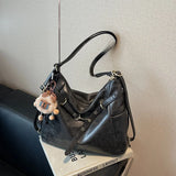 Purpdrank  Retro Large Capaci Tote Bag Women's Spring 2025 Faionable Casual Bapa Handbag Soft PU Leather Single oulder Strap