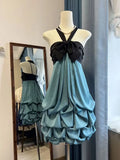Purpdrank  French Elegant Gothic Lolita Hepburn Dress Women Vintage Sleeveless Halter Neck Party Dresses New Fashion Slim Aesthetic Outfit