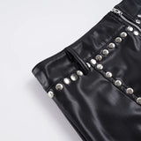 Purpdrank  Sexy Rivet Pu Leather Shorts Locomotive Style Slim Low-Waisted Shorts Women Summer Fashion Punk Style Streettwear Ladies