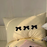 Purpdrank  Plaid Bow Knot Pillow Cover Korean Y2k Fashions Girlish Heart Blackpink Room Decor Sleeping Pillow Cover Bedroom Decoration Gift