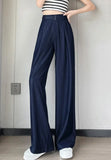 Purpdrank  Vintage Thin Denim Loose Women's Wide Leg Pant 2025 New High Waist Button Straight Casual Full Length Trousers Female