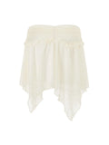Purpdrank  Women Lace Ruched High Waist Mini Skirts Spring Summer Irregular Hem Casual Skirts