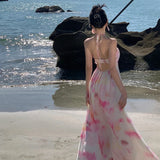 Purpdrank  High-end Three-dimensional Flower Niche Halter Dress Bride Wedding Morning Robe Elegant Temperament Backless Light Gown