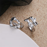 Purpdrank - Punk Geometric Irregular Liquid Lava Waterdrop Shaped Open Rings For Women Vintage Silver Color Metal Rings Personality Jewelry